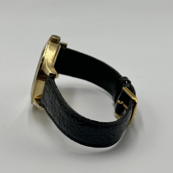 Marc By Marc Jacobs Blade Watch Women Gold Tone Black Band New Battery 9" - Picture 9 of 15